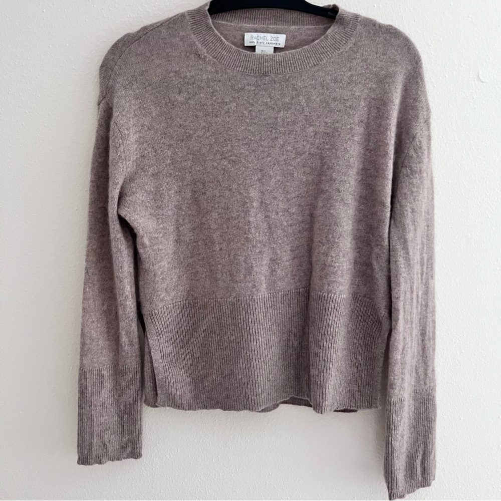 Rachel Zoe 2-Ply 100 Percent Cashmere Beige Sweater Classic Crewneck Size S